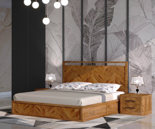 Riva Rustic Wooden Bed Set | Bedroom Furniture