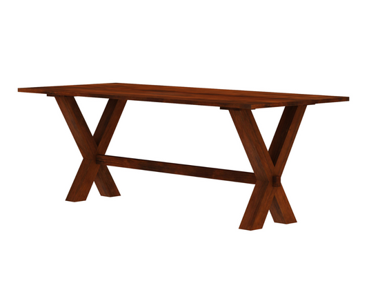 Charming X Leg Solid Wood Dining Table