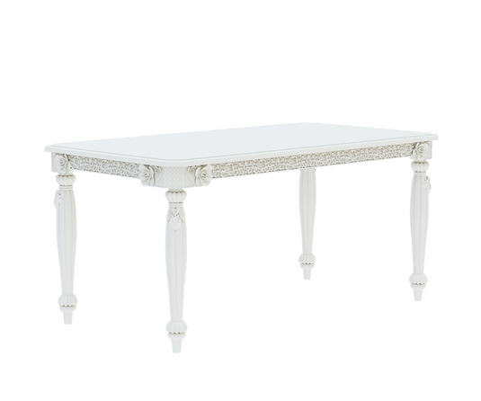 Sumptuous Solid Wood White Dining Table | Carved Design