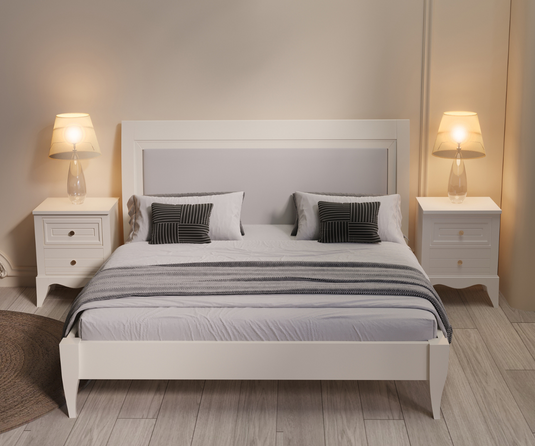 Celestial White Wooden Bed Set | Bedroom Furniture Set