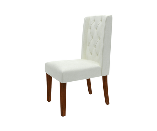 white upholstered dining chairs