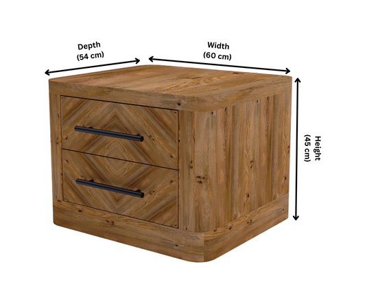 Solid Wood Bedside Table | 2 Drawer Bedside