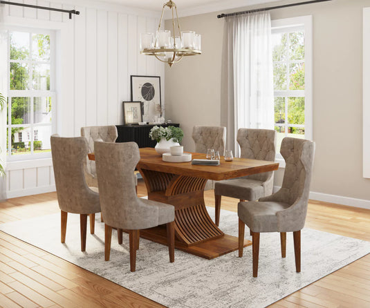 Caelistra Extendable 6-8 Seater Dining Table and Chairs Set