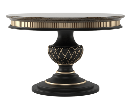 Celestiva Luxury Solid Wood Round Dining Table in Black Finish
