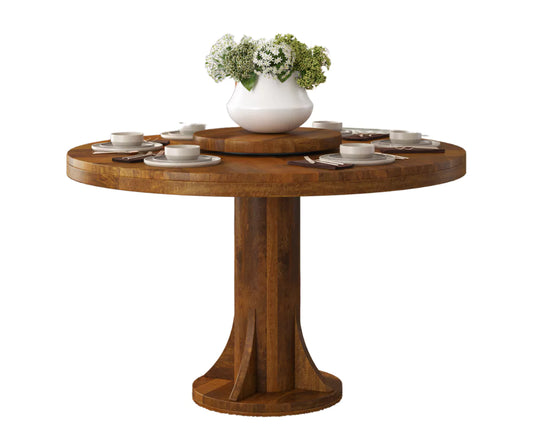 Fexoria 6 Seater Round Dining Table, Front View.Fexoria 6 Seater Round Dining Table with Lazy Susan, Front Top View.