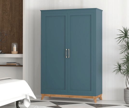 Glissorise Modern 2 Door Wardrobe | Glossy Blue Finish