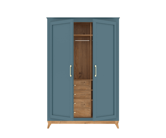 Glissorise Modern 2 Door Wardrobe | Glossy Blue Finish