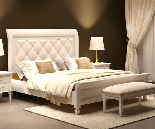 Glossy Ivory Luxury Bed