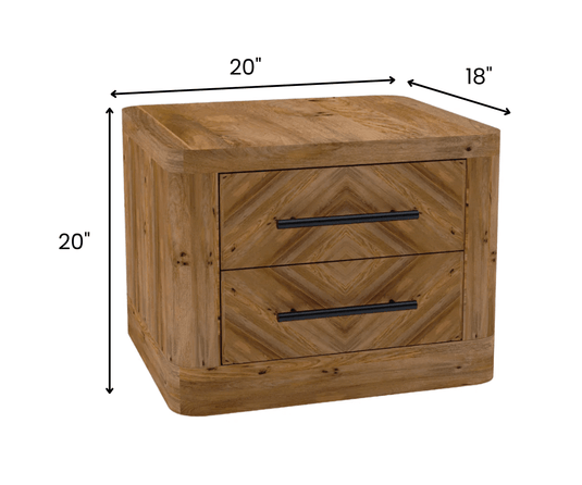 Riva Rustic Woodcraft Bedside Table With Drawers