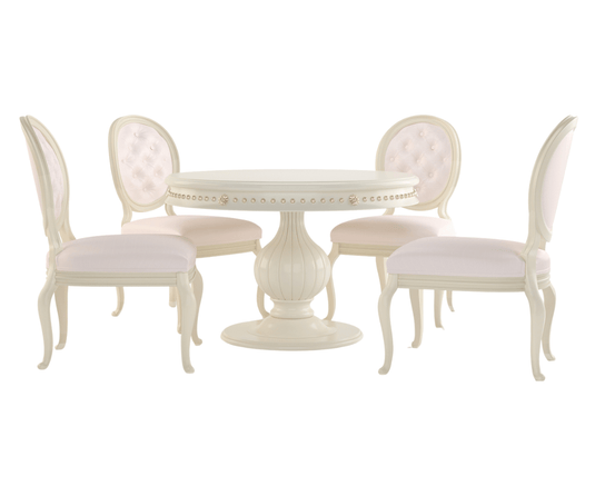 Ryvox Luxury Solid Wood Round Dining Table Set - Beige