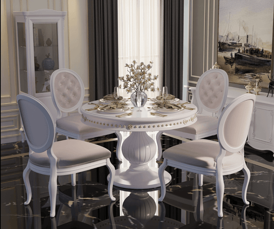 Ryvox Luxury Solid Wood Round Dining Table Set