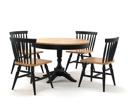 Trivex Round Extendable Dining Set 4 to 6 Seater, isometric Mirror View.