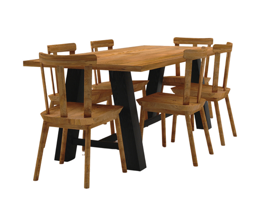 Majestic Solid Wood Dining Table with Metal Legs