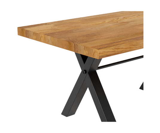Urban Elegance Solid Wood Dining Table with Metal Legs