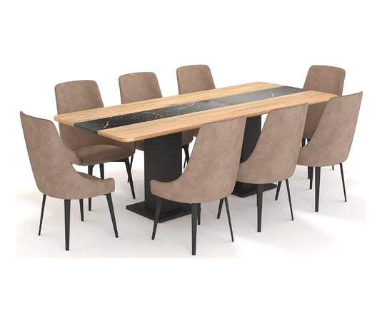 Velorise Dining Table and Chairs Set, Natural Finish.