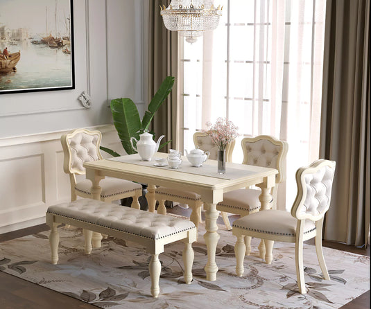 Velostine Dining Table with Bench and Chairs Set, Interior View.