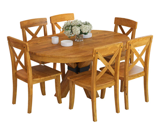 Viston Round Extendable Dining Set, 6 Seater View.