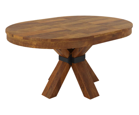 Viston Extendable Round Dining Table - 4 to 6 Seater, Dark Brown Finish.