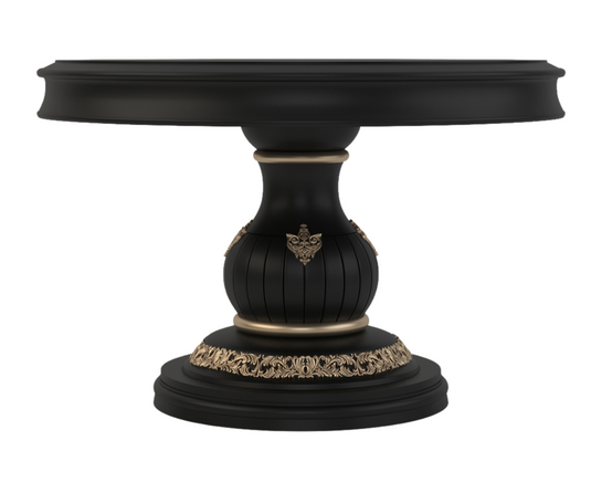 Nyxor Luxury Solid Wood Black Round Dining Table